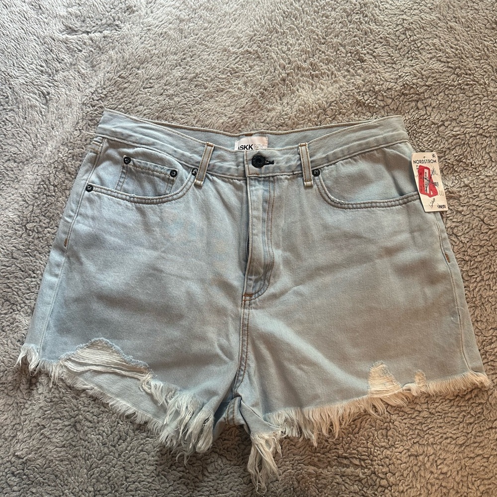 ASKK‎ NY Blue Jean Shorts Distressed Frayed Hem